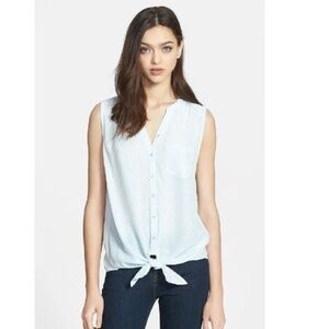JOIE  Edalette Print Tie Front Silk Top